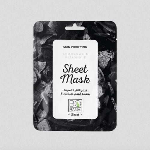 بوبانا شيت ماسك للتنقية العميقة للبشرة بالفحم وفيتامين E – سر النقاء والإشراقة